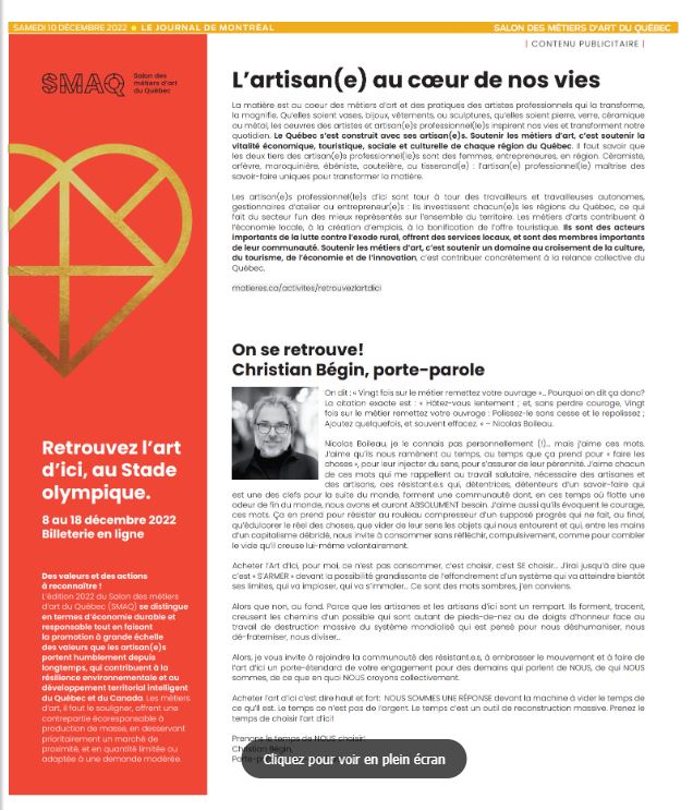 Salon des Métiers d’Art du Québec | Le Journal de Montréal