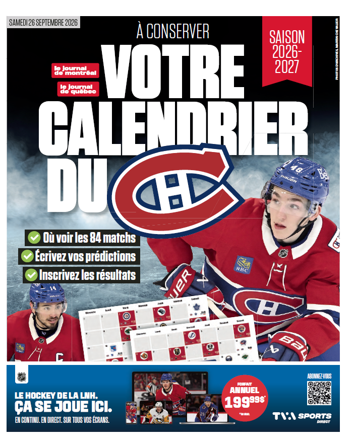 Calendrier du CH | 2026-2027 | Le Journal de Montréal - Le Journal de Québec