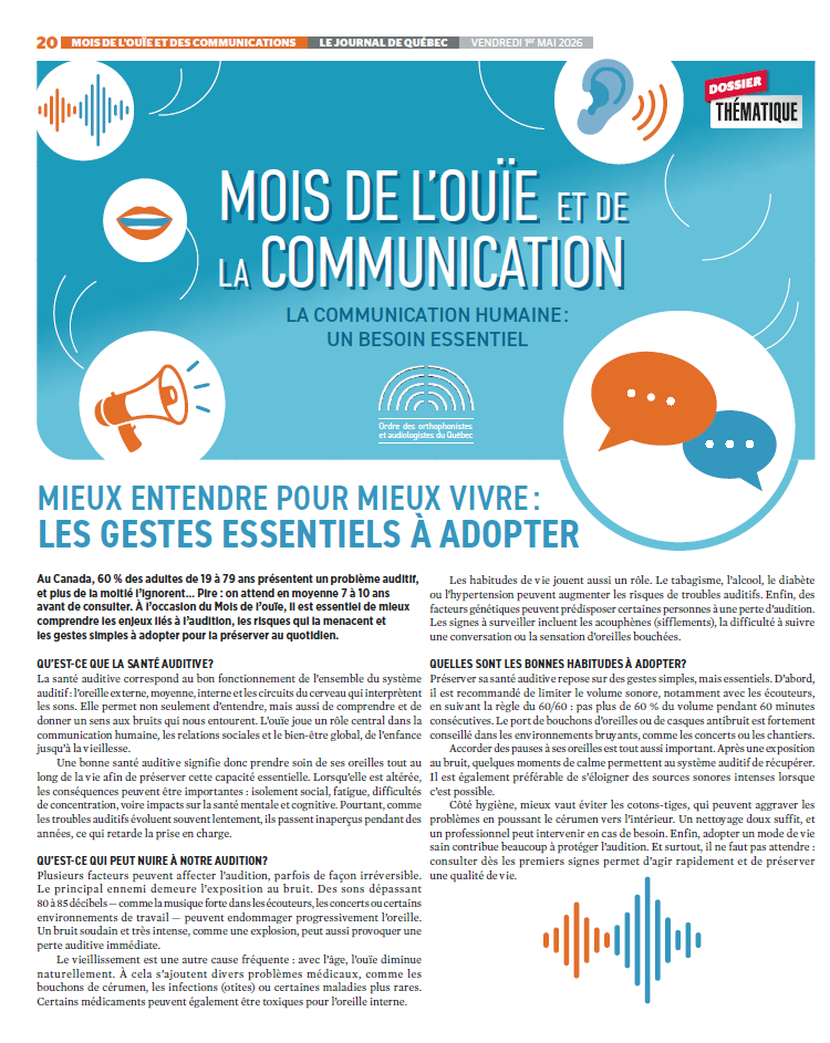Mois de l'ouïe et de la communication  | Le Journal de Québec